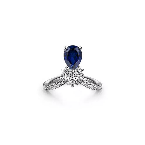 Gabriel Diamond & Sapphire Chevron Ring