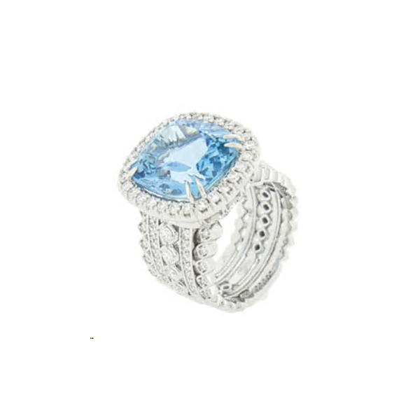 Christopher Designs Aquamarine & Diamond Ring