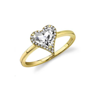 Royal Collection Heart Shaped White Topaz & Diamond Ring