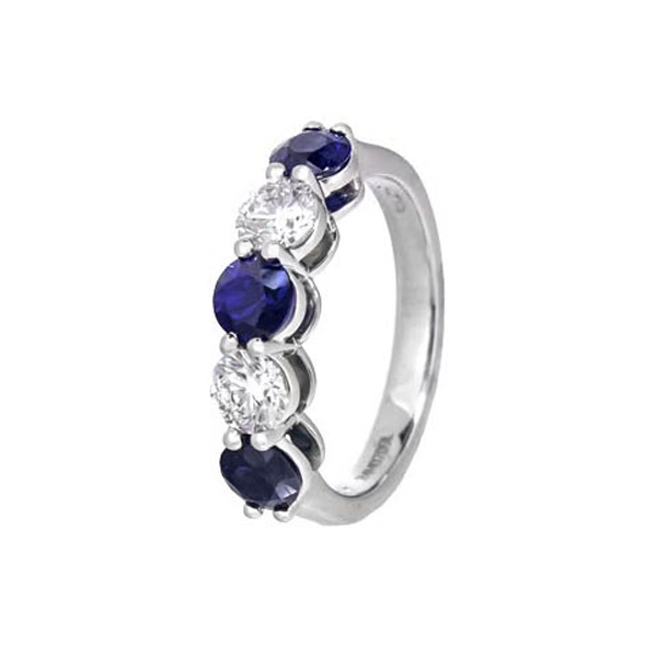 Martin Flyer Alternating Diamond & Sapphire Ring