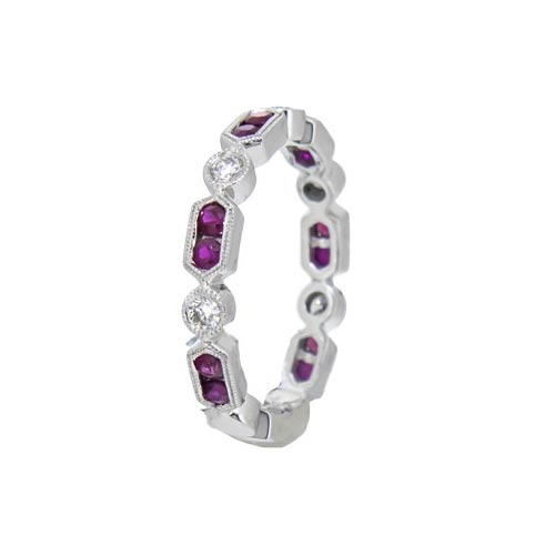 Royal Collection 18K White Gold Ruby Alt Ring