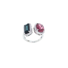 Load image into Gallery viewer, Royal Collection Pink and Green Tourmaline Bypass Ring
