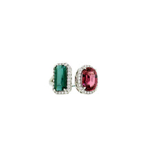Load image into Gallery viewer, Royal Collection Pink and Green Tourmaline Bypass Ring
