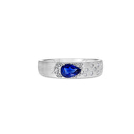 Royal Collection 14K White Gold Pear Sapphire & Burnished Diamond Ring