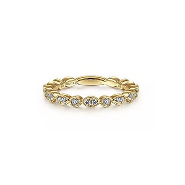 Gabriel Marquise & Round Diamond Station Ring