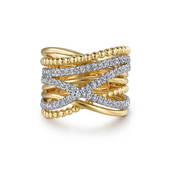 Gabriel Wide Bujukan Criss Cross Diamond Ring