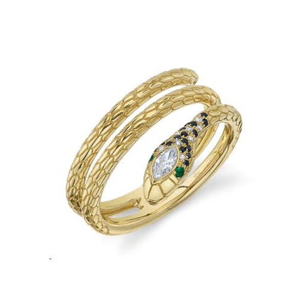 Royal Collection Diamond & Emerald Snake Ring