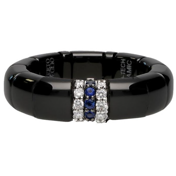 Roberto Demeglio Diamond & Sapphire Black Ceramic Ring