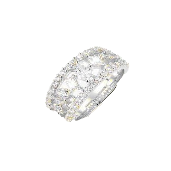 Royal Collection Multi Shape 3 Row Diamond Ring