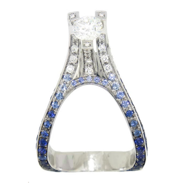 Palmiero Curved Diamond & Sapphire Ring