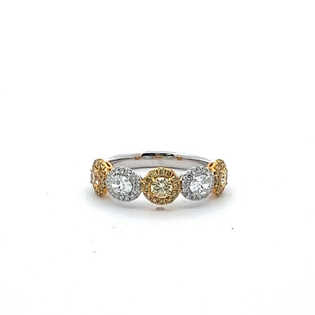 Royal Collection 18K White Yellow Gold Diamond Oval Ring