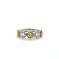 Royal Collection 18K White Yellow Gold Diamond Oval Ring