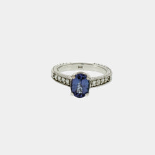 Load image into Gallery viewer, Royal Estate Vintage-Style Oval Tanzanite Multistone Ring in White Gold
