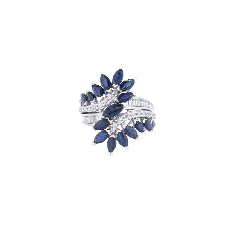 Royal Estate 14K White Gold Sapphire and Diamond Statement Ring