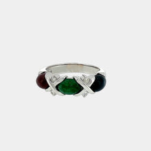 Load image into Gallery viewer, Royal Estate White Gold Emerald Multi-Stone Ring with Criss-Cross Accents
