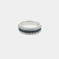 Royal Estate 14K White Gold 1.00 CT Diamond & 0.72 CT Sapphire Band Ring