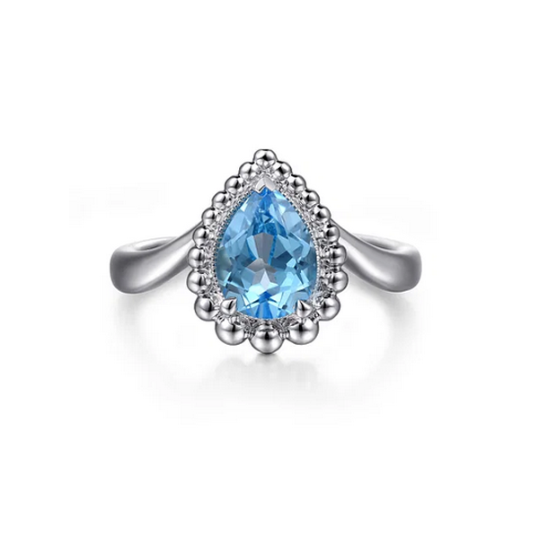 Gabriel Bujukan Swiss Blue Topaz Chevron Ring