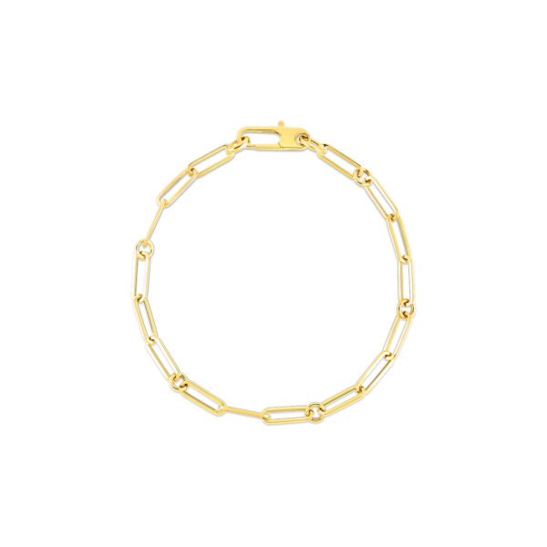 ROBERTO COIN 18K YELLOW GOLD PAPER CLIP & RND LINK BRACELET