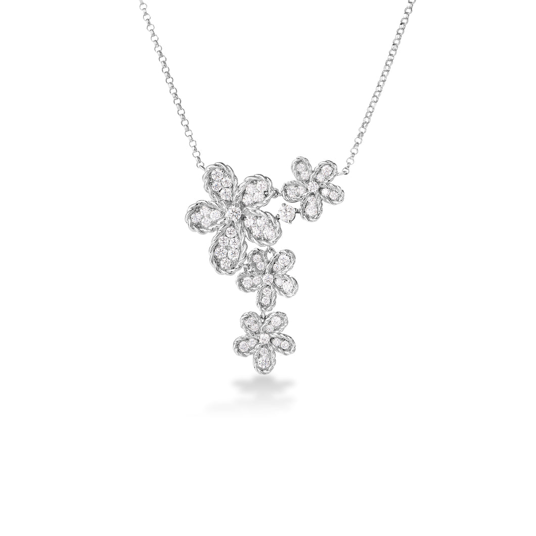 ROBERTO COIN 18K WHITE GOLD JASMINE DIAMOND NECKLACE