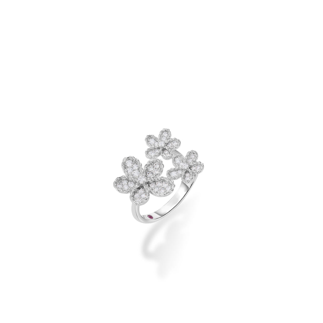 Roberto Coin 18K White Gold Jasmine Double Diamond Ring