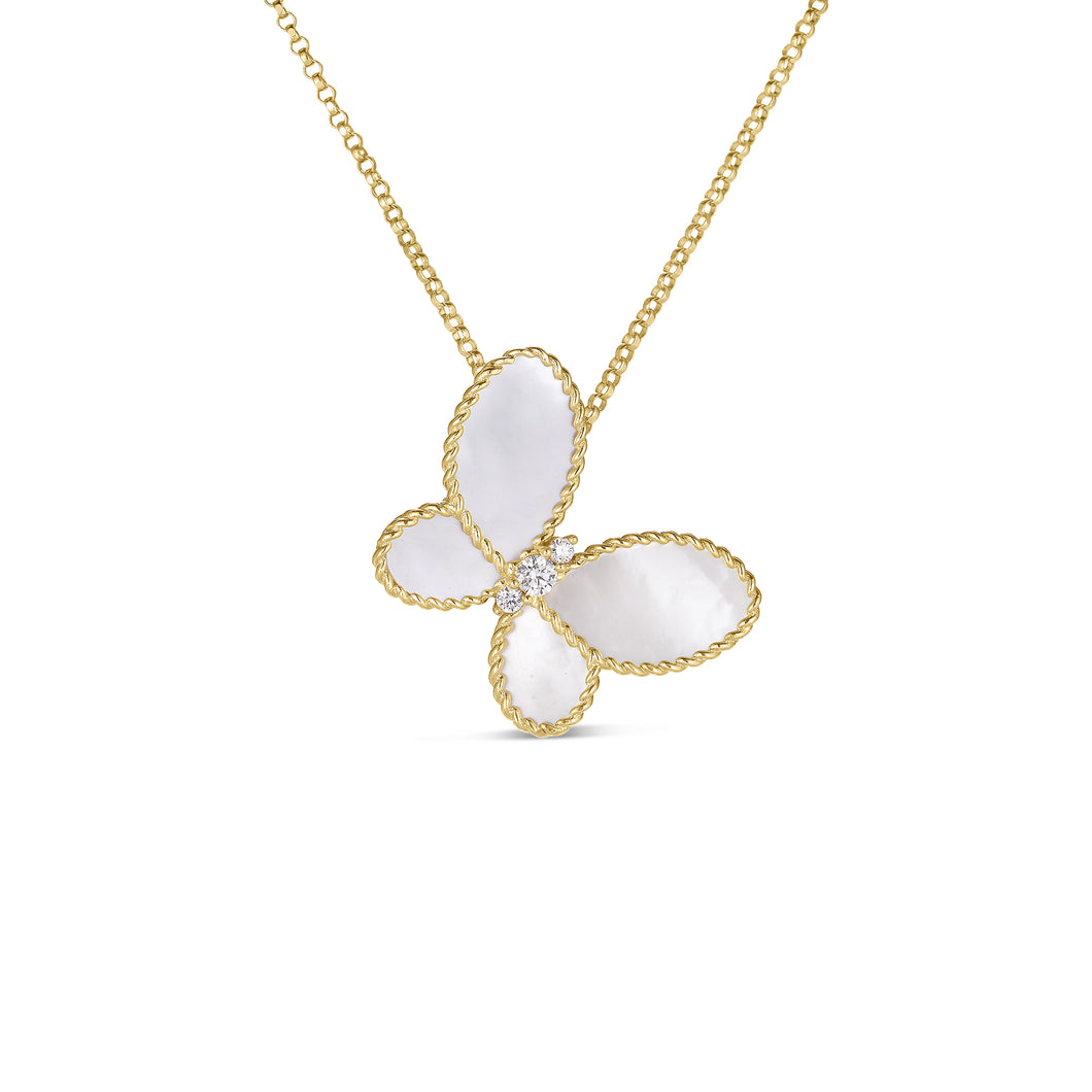 ROBERTO COIN 18K YELLOW GOLD MOP DIAMOND NECKLACE