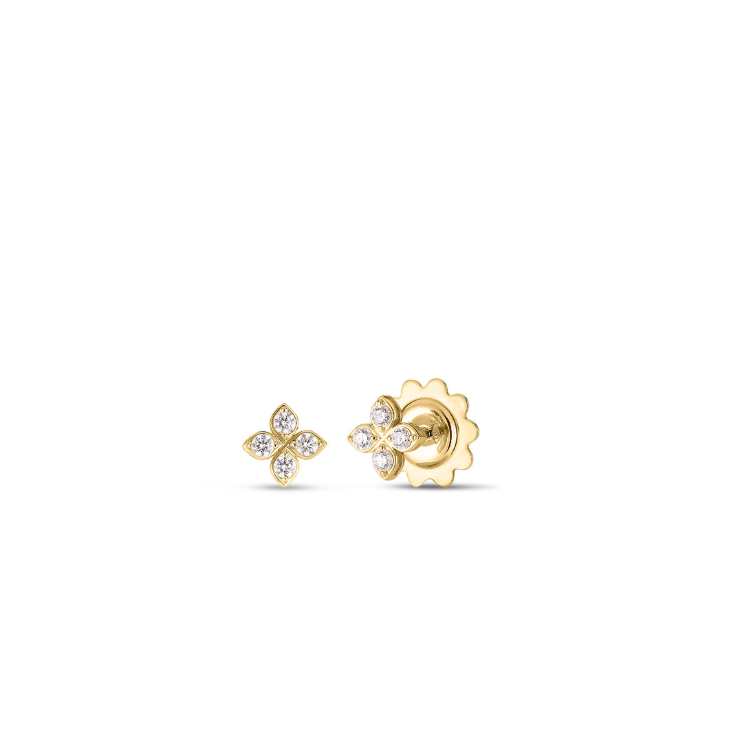 ROBERTO COIN 18K YELLOW GOLD DIAMOND FLOWER EARRINGS