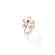 Roberto Coin Tiare Diamond Rubellite and Mother of Pearl Flower Ring