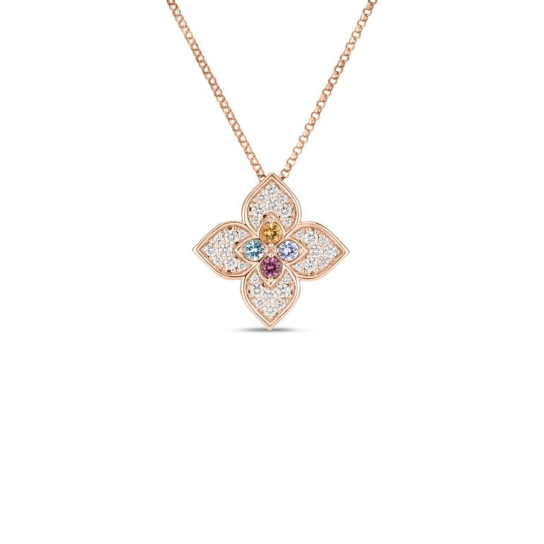 ROBERTO COIN 18K ROSE GOLD MIXED GEMSTONE CARNEVALE VENETIAN PRINCESS NECKLACE