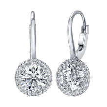 Load image into Gallery viewer, Royal Collection 18K White Gold 4.55 CTW Round Diamond Micro Halo Drop Earrings
