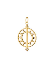 Load image into Gallery viewer, Monica Rich Kosann "Time is Precious" Open Sundial 18K Gold Necklace with Diamond Tip
