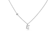 Load image into Gallery viewer, Royal Collection 14K White Gold Diamond Initial E Pendant Necklace
