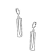 Royal Collection 14K White Gold Pavé Paperclip Earrings