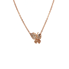 Load image into Gallery viewer, Royal Collection Diamond Pave Butterfly Charm Necklace in Rose Gold
