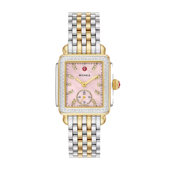 Michele Deco Mid Two-Tone 18K Gold-Plated Diamond Watch