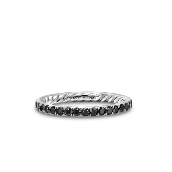 DY Eden Band Ring in Platinum with Black Diamonds, 2.2mm