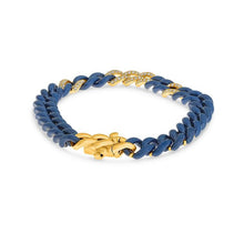 Load image into Gallery viewer, Royal Collection 14K Yellow Gold Diamond &amp; Blue Ceramic Curb Link Bracelet
