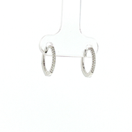 Royal Collection 14K White Gold 0.08 CTW Thin Diamond Huggie Earrings