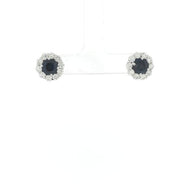Royal Collection 18K White Gold  Sapphire 3.00CT Diamond 1.32 Sapphire Earrings