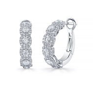 Royal Collection 18K White Gold 2.84 CTW Diamond Halfway Halo Huggie Earrings