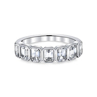 Royal Collection 18K White Gold 2.24 CTW 7-Stone Emerald Cut Diamond Bezel Set Band