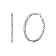 Royal Collection 18K White Gold 15.76 CTW Round Brilliant Cut 2-Inch Diamond Hoop Earrings