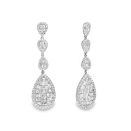 Royal Collection 18K White Gold 5.22CT Invisible Set Diamond Earrings