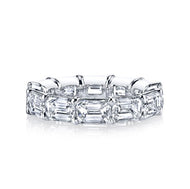 Royal Collection 18K White Gold 3.16 CTW Emerald Cut Diamond Buttercup Eternity Band