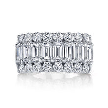Load image into Gallery viewer, Royal Collection Platinum 3.12 CTW 3-Row Emerald &amp; Round Diamond Band
