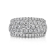 Royal Collection 18K White Gold 2.38 CTW Wide Micro Pave Domed Cigar Band