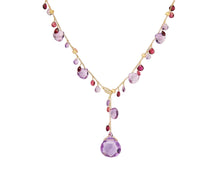 Load image into Gallery viewer, Marco Bicego 18K Yellow Gold Paradise Amethyst &amp; Pink Tourmaline Lariat Necklace
