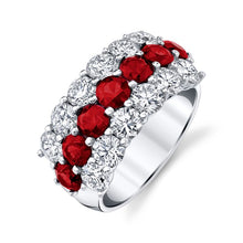 Load image into Gallery viewer, Royal Collection 18K White Gold 1.95 CT Diamond &amp; 1.33 CT Ruby 3-Row Band
