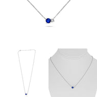 Royal Collection 14K White Gold Sapphire and Diamond Solitaire Necklace