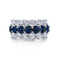 Royal Collection 18K White Gold 2.43 CT Diamond & 1.77 CT Sapphire 3-Row Band