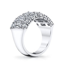 Load image into Gallery viewer, Royal Collection Platinum 3.12 CTW 3-Row Emerald &amp; Round Diamond Band
